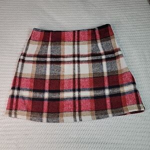 Stylish Plaid Mini Skirt in Pink and Brown